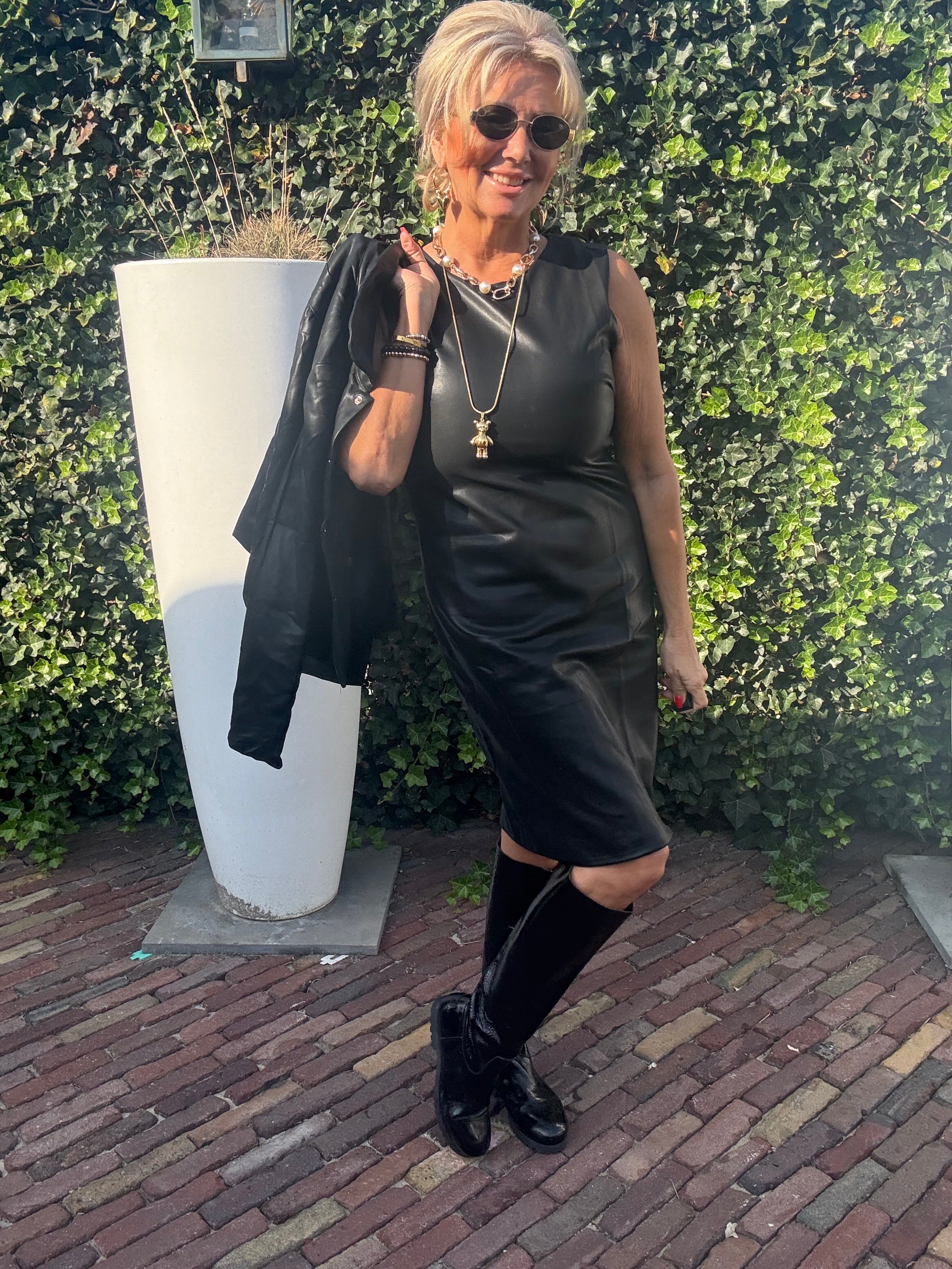 Dress Jill Puh Leatherlook Zwart